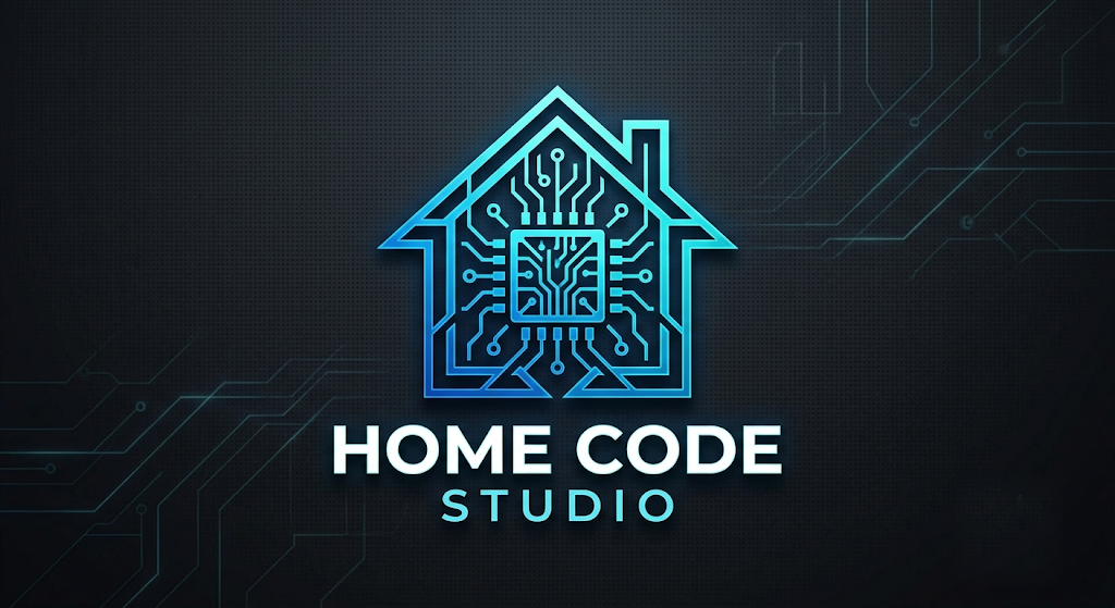 Home Code Studio logo — a house built from circuit traces